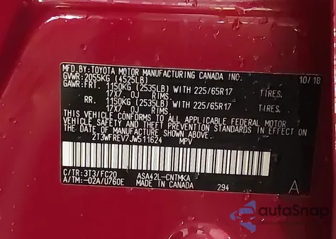 2018 Toyota Rav4 Xle z USA, uszkodzony, nr VIN 2T3WFREV7JW511624